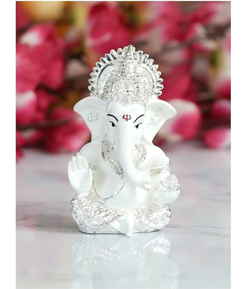 eCraftIndia White Textured Ganesha Figurine Showpiece view 2