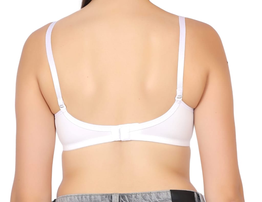 Women White Plunge Bra Lightly Padded Seamless T-Shirt Bra Wirefree Everyday Comfort Bra Adjustable Strap Soft Lingerie for Daily Wear view 2