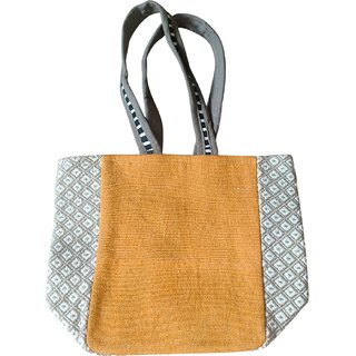 Handcrafted Hemp Fabric Tote Bag with Ethnic Stripes view 2