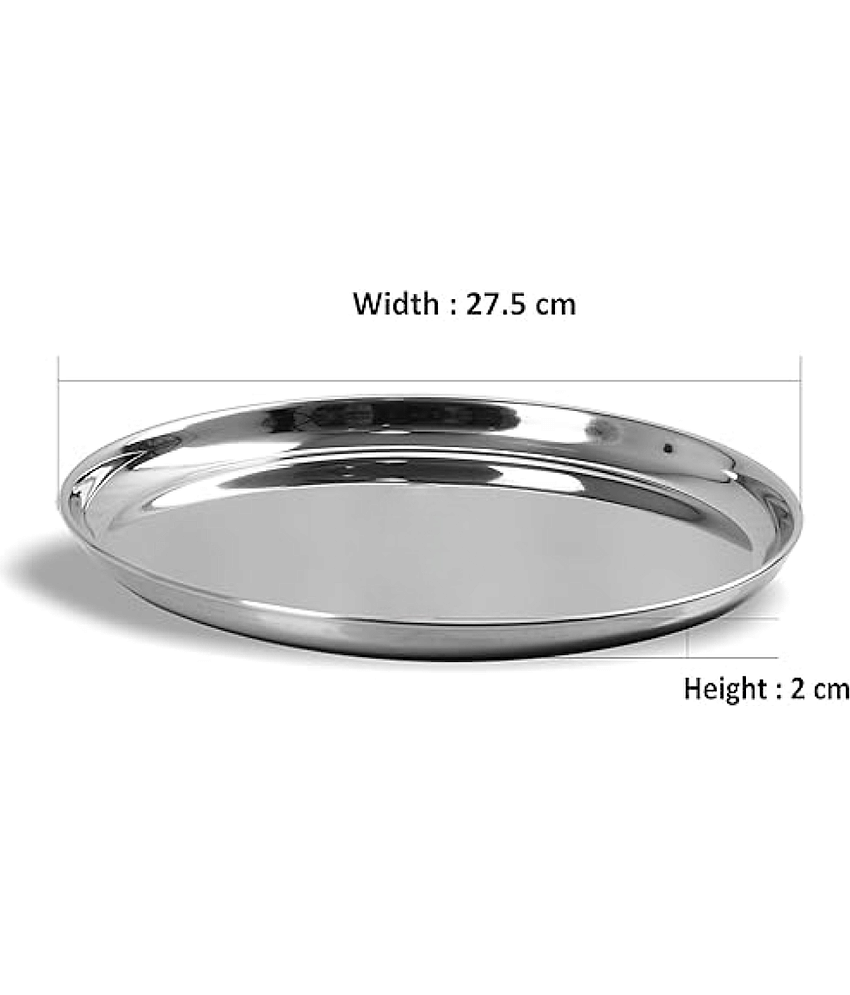STEEPLE Thali Set Plain Stainless Steel Dinner Set ( Pack of 6 ) Silver view 2