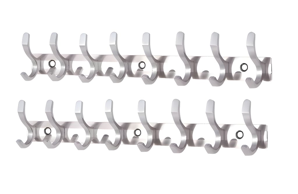 Shoptry S Type Stainless Steel Pin Cloth Hanger Wall Hooks Rail for Hanging Clothes Bathroom Wall Door for Hanging Keys,Towel