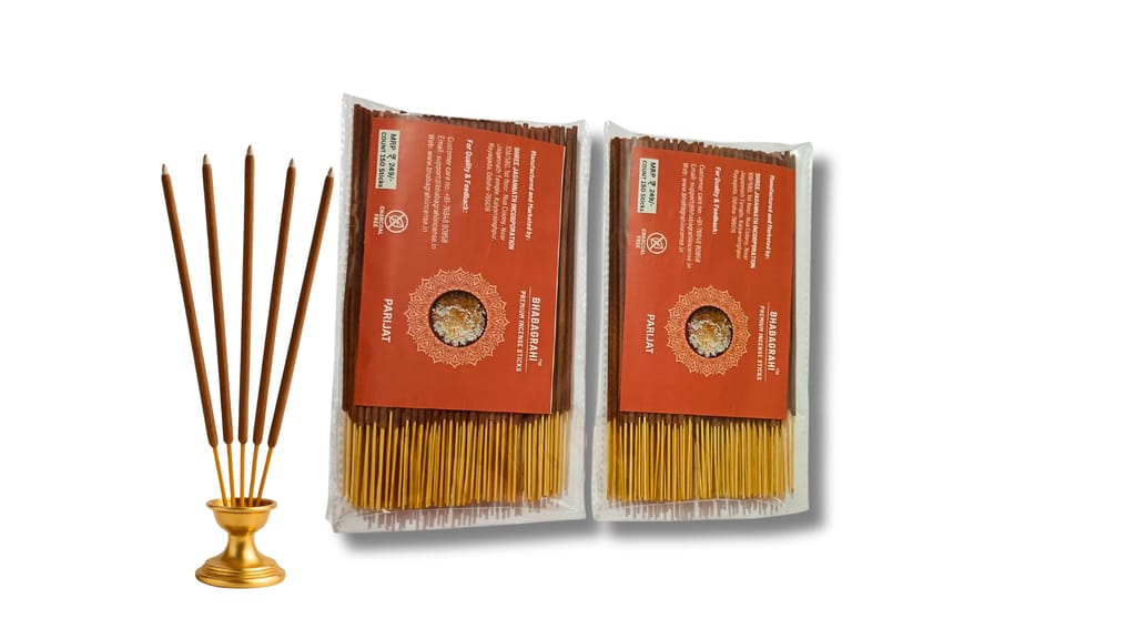 Bhabagrahi Premium Charcoal Free Incense Sticks | High Grade Parijat Fragrances (8 Inch, 300 Units, Set of 2) view 2