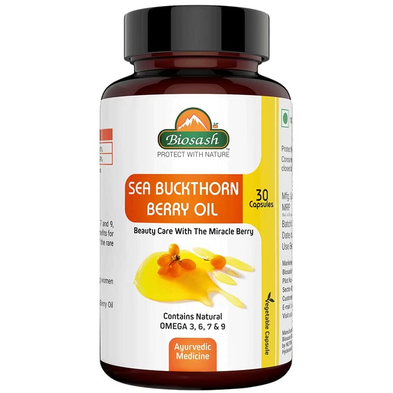 Sea Buckthorn Berry Oil Capsules 30 Caps | CO2 Extracted from Certified Organic Berries | Omega 3 6 7 9 | Antioxidants & Vitamins | Radiant Skin, Heart, Liver & Immunity Support | Herbal & Natural