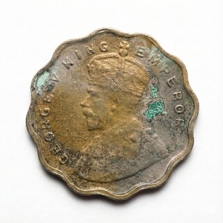 1 Anna 1915 King George 5th, British India old Fancy Coin Silver Plated Series view 2