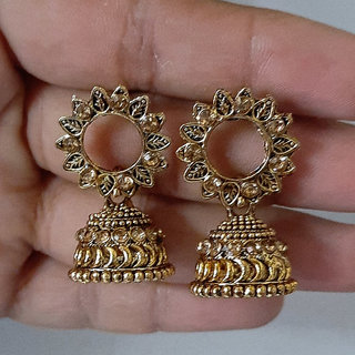 luv fashion gold oxidized jhumkis view 2