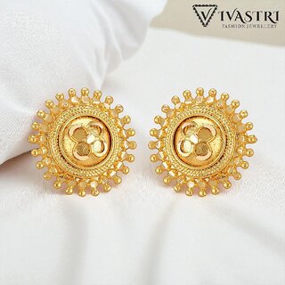 Vivastri Latest Fancy Alloy Gold Plated Stud Earrings for Women & Girls [VIVA2286ERG]