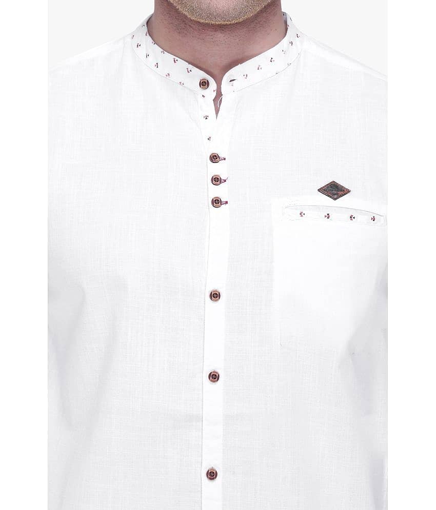 Kuons Avenue - White Linen Slim Fit Men's Casual Shirt ( Pack of 1 ) view 2