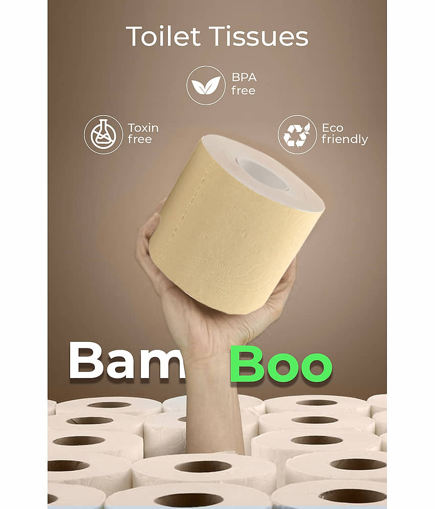 IMECO 3 Ply Bamboo Toilet Tissue 960 Pulls Combo | 160 Pulls x 6 Rolls | Unbleached Toilet Paper Roll | Soft & Highly Absorbent Tissues | Eco-Friendly & Hypoallergenic view 2