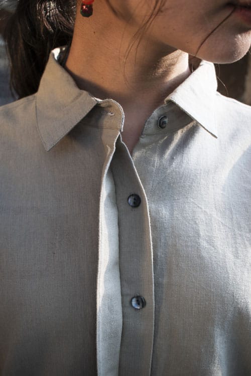 Akriti Beige Handwoven Extra-Weft collared Shirt view 2