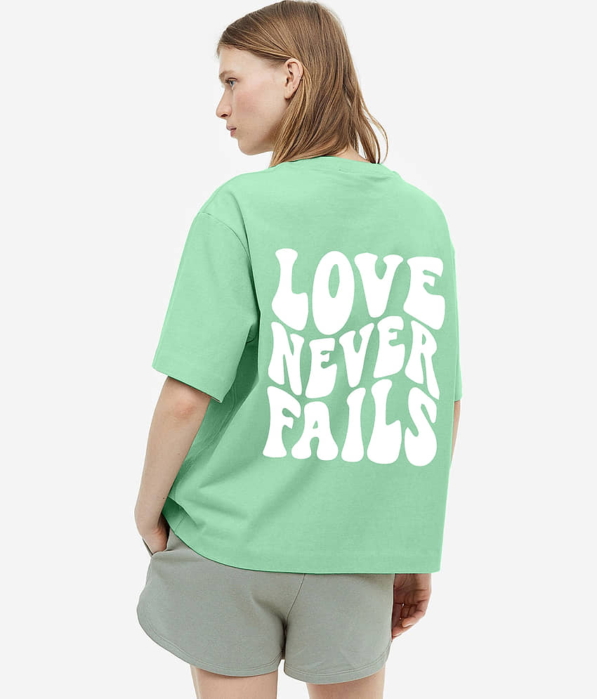 Faltu.co Women Cotton Printed Oversized Fit Round Neck T-Shirt ( Light Blue )