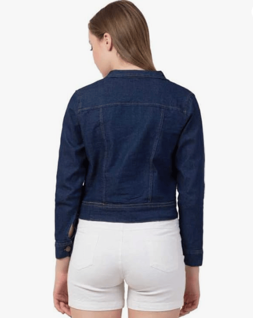 Shaira Fashion Women Long Sleeves Denim Dark Blue Regular Jacket view 2