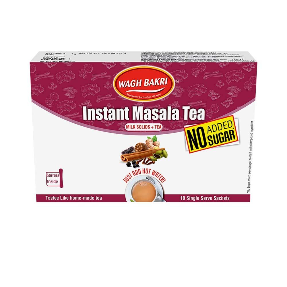 Wagh Bakri Masala Instant Tea Premix - No Added Sugar - 10 Sachets, 80 G
