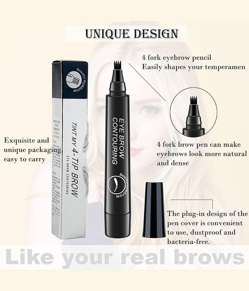 Adbeni Eyebrow Pen with a 4 Micro-Fork Eyebrow Contour pen Brow Eyebrow Kit Black Black 25 g view 2
