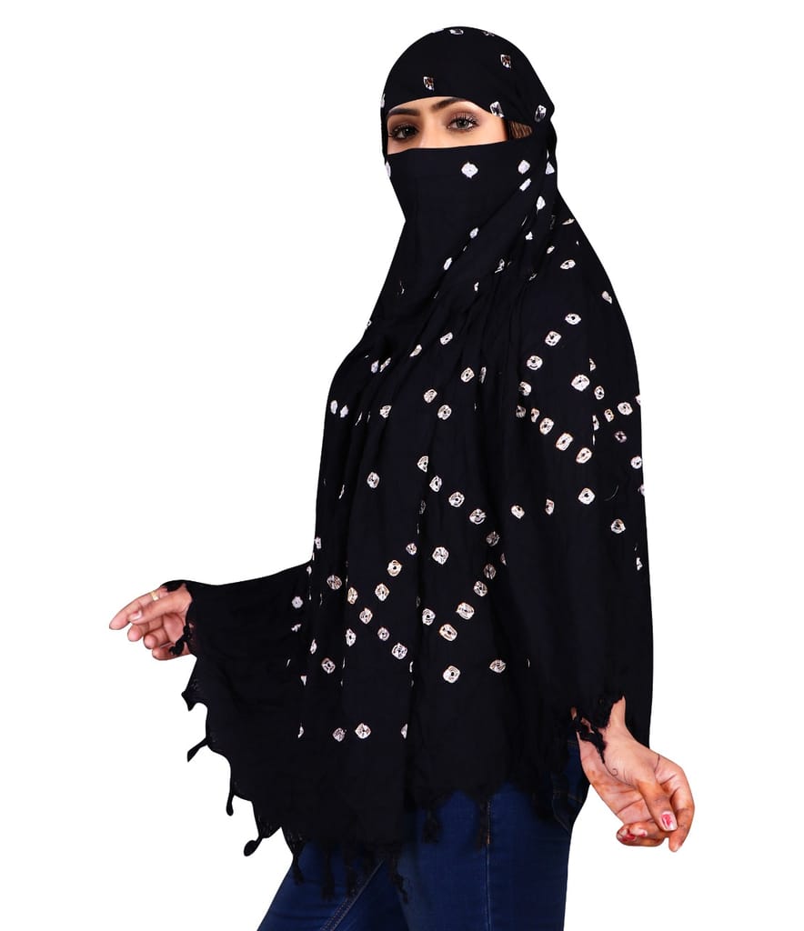 Women's Black Bandhani Cotton Scarf view 2
