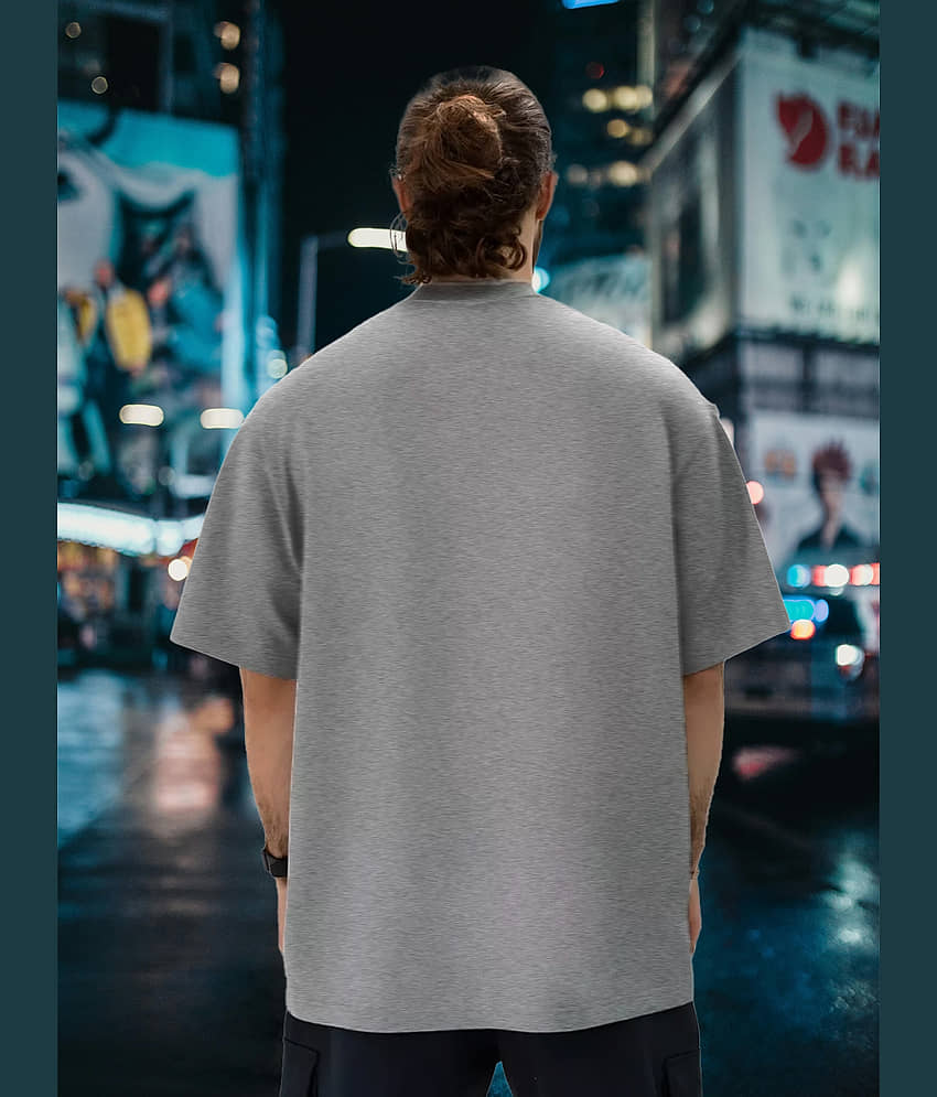 Leotude Men Cotton Blend Oversized Fit Printed T-Shirt ( Grey ) view 2