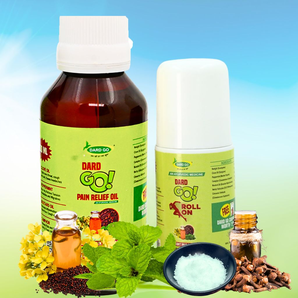 Dardgo Pain Relief Oil | Ideal for Joint Pain, Knee Pain, Neck Pain, Back Pain, Shoulder Pain, Sciatica Pain | Instant Pain Reliever | Ayurvedic & Non-Sticky, 100 ml + Roll On (Combo Pack) view 2