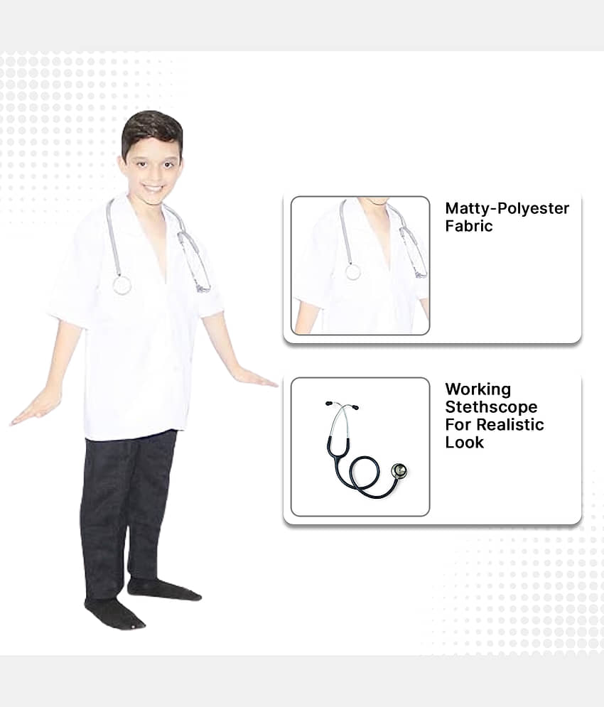 Kaku Fancy Dresses Our Community Helper Doctor Costume for Kids | Doctor Coat with Stethoscope | Doctor Dress For Boys & Girls | White view 2