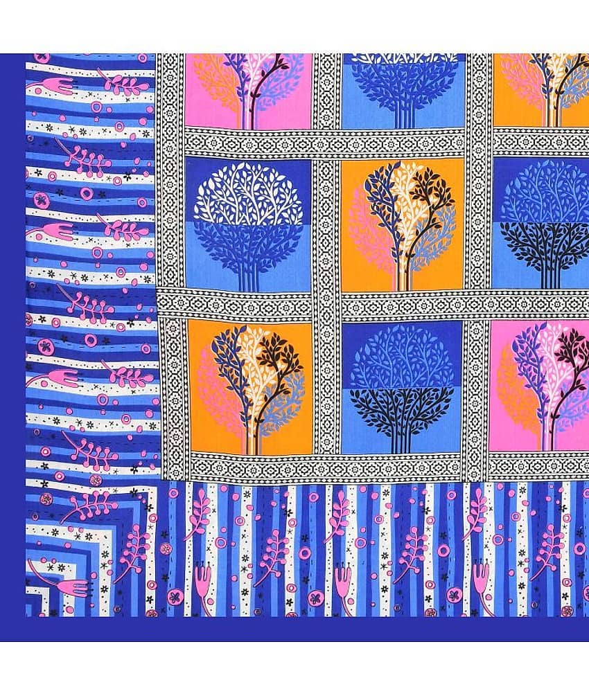 Cosito Cotton 1 Double Bedsheet with 2 Pillow Covers ( Blue ) view 2