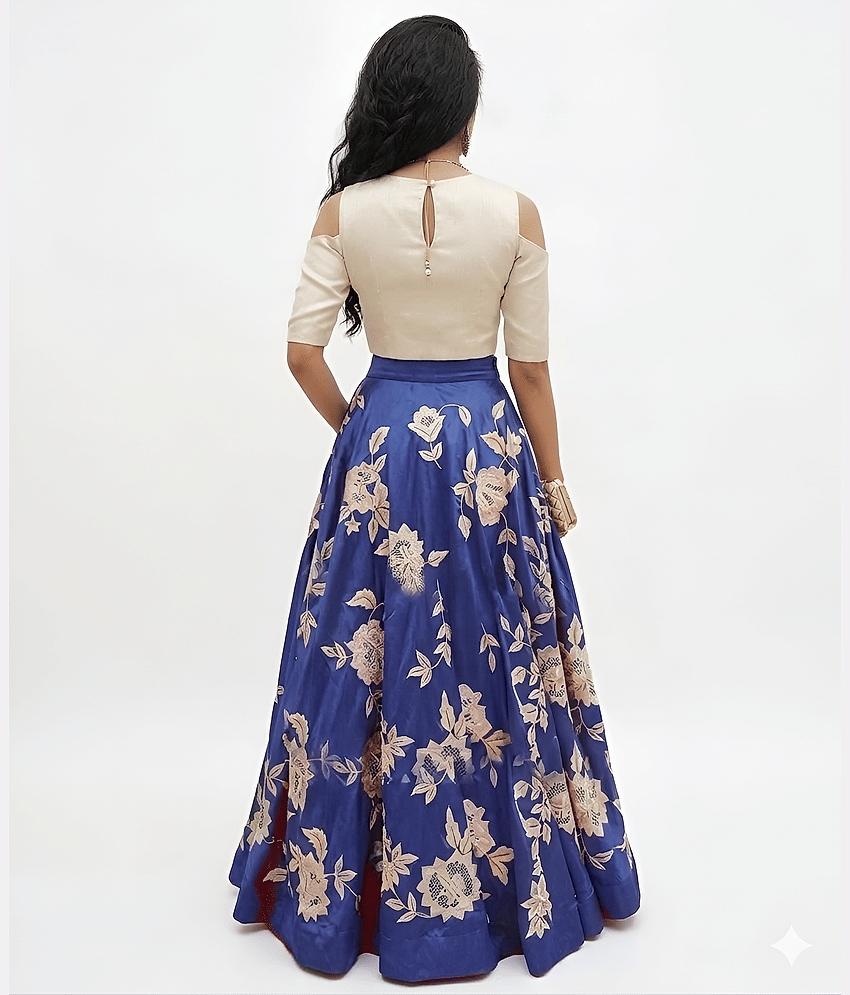 Reya Women's Satin Unstitched Straight Cut Lehenga Choli view 2