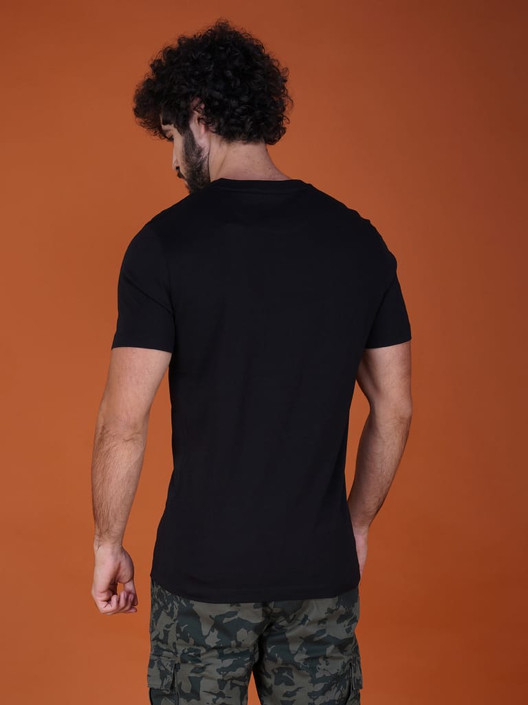 Men’s Trendy Branded Pure Cotton European Fit T-Shirt Black view 2