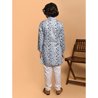 PrintCultr Boys Festive & Party Kurta and Pyjama Set (Blue) view 2