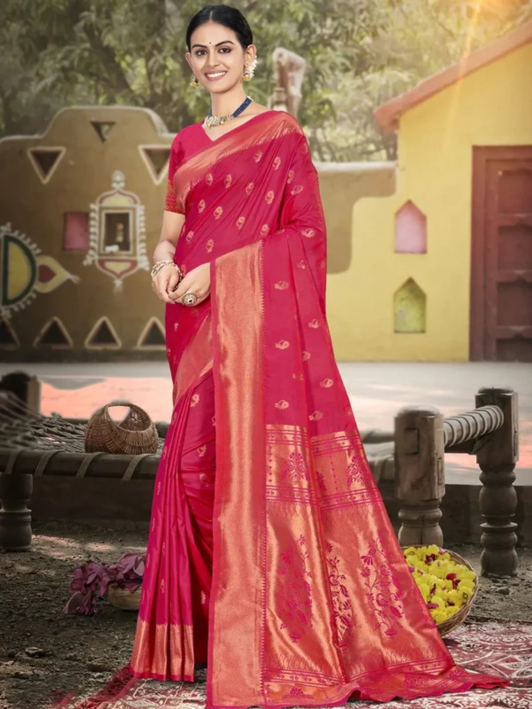 Pink Silk Saree view 2