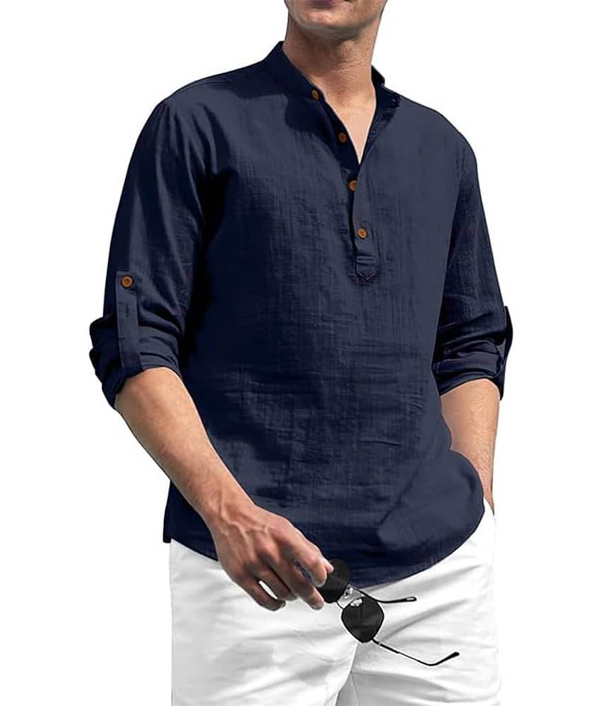 Vida Loca Light Blue Cotton Blend Men's Shirt Style Kurta ( Pack of 2 ) view 2