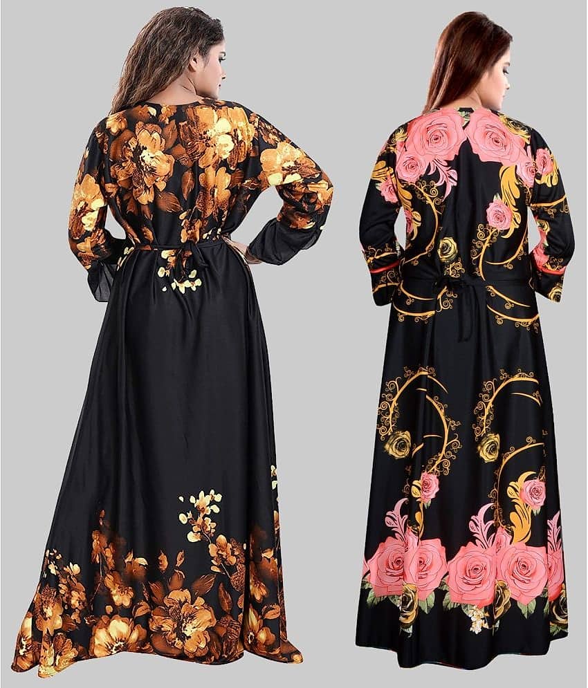 PURSA - Red Satin Women's Nightwear Nighty & Night Gowns ( Pack of 2 ) view 2