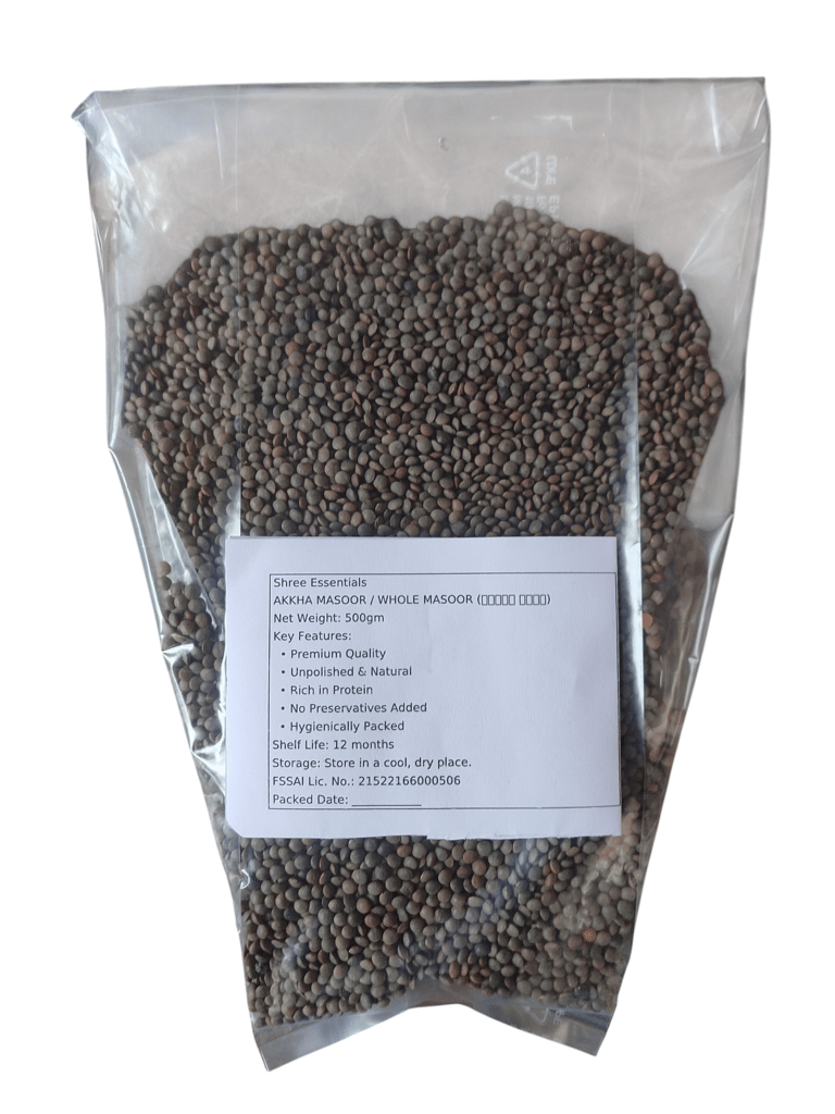 Shree Essentials Whole Masoor Dal (आखा मसूर) | Premium Unpolished Pulses