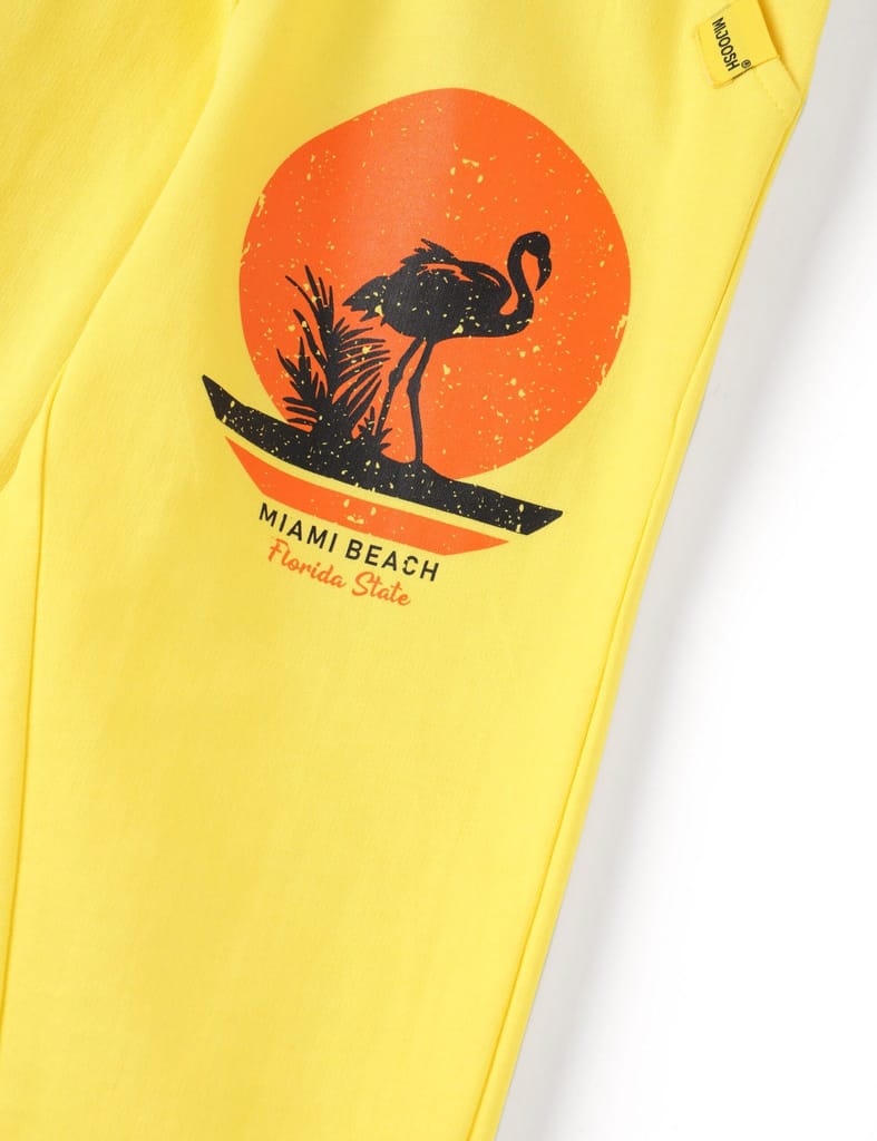 Girls Capri Pants Cotton French Terry Blazing Yellow Miami Beach view 2