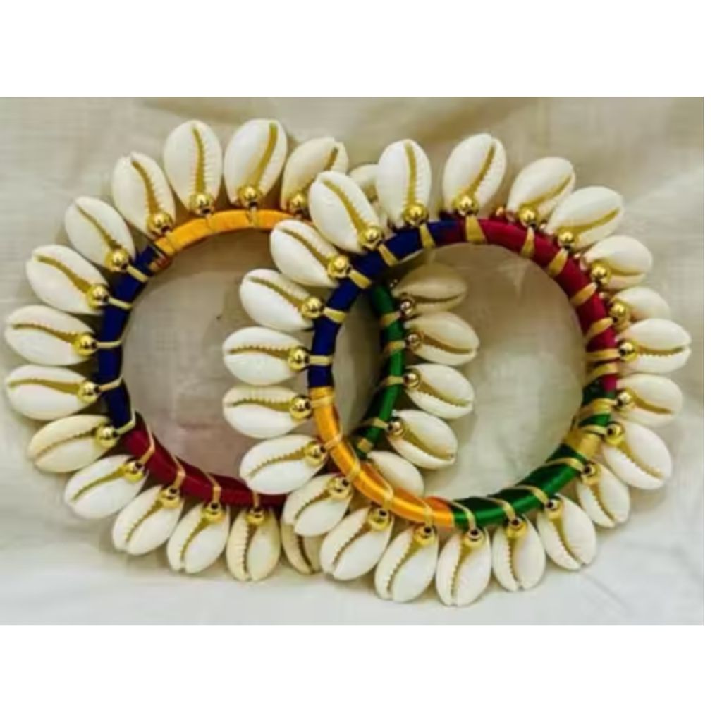 Madkraft Multicolor kodi kada- Cowrie Shell Bangles for Women–Ethnic Partywear Traditional Jewelry Set (2 Pieces)