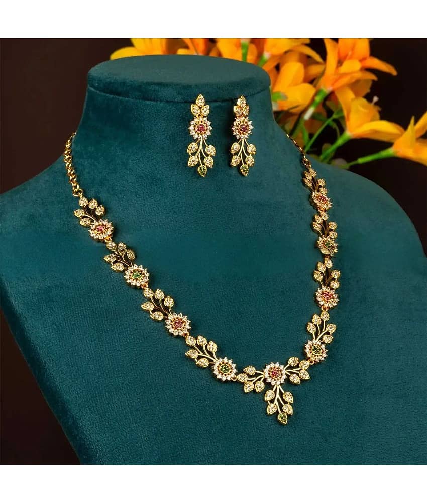 ROFARWORD Gold Brass Necklace Set ( Pack of 1 ) view 2