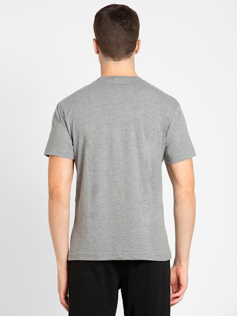 Men's Solid Round Neck T-Shirt (Grey Melange) view 2