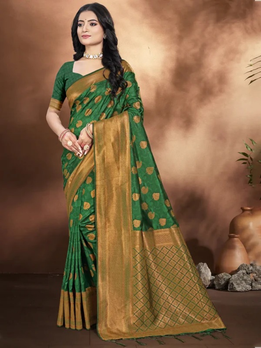 Green Silk Saree view 2