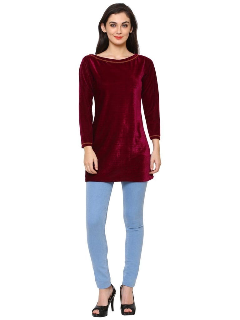 Klamotten Women's Velvet full Sleeves Top WD5J view 2