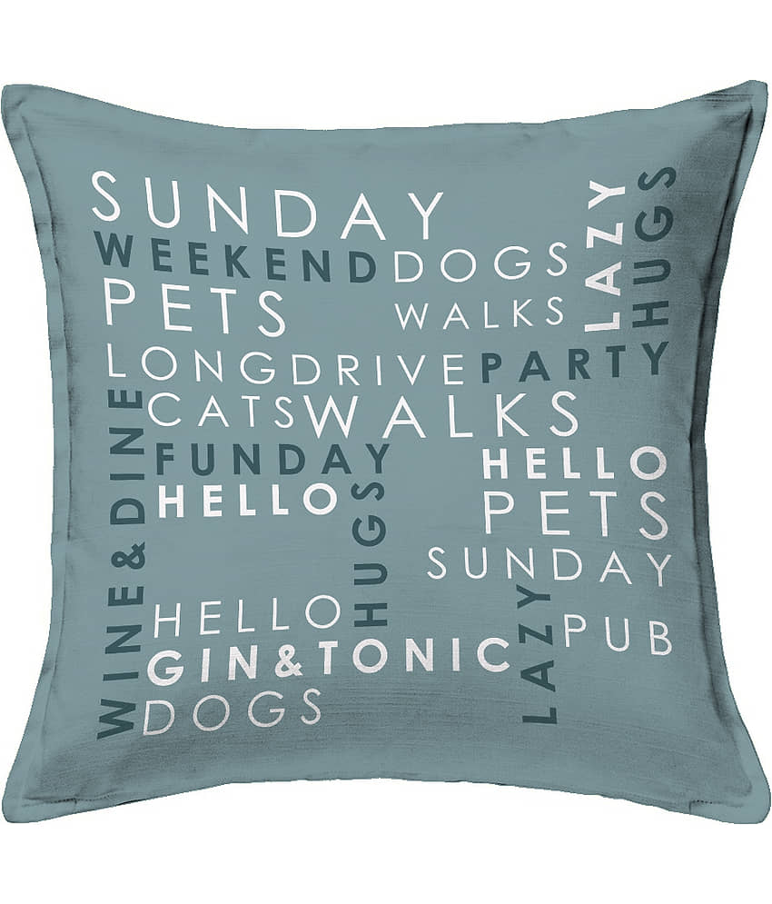 Houzzcode - Water Repellent Blue Polyester Pillow Covers 40x40x3 ( Pack of 1 ) view 2