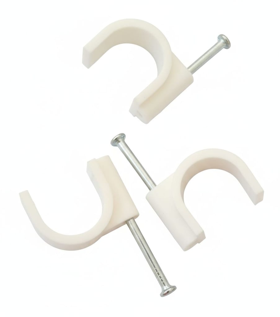 12mm Diameter Wire Fastener Circle Cable Clips with Metal Nail (100 Pcs) view 2