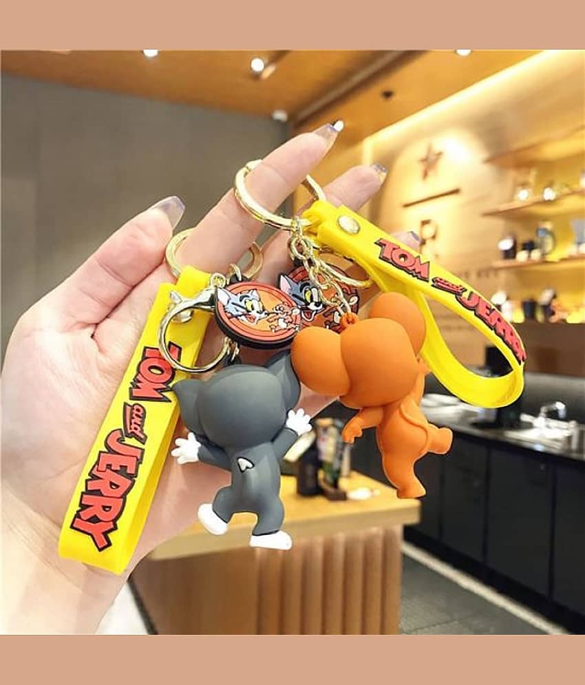 GT Gala Time Cute Yellow Tom Jerry Cartoon 3D Silicone Key Chain bag Charm For Girls and Woman Kids Key Chain view 2
