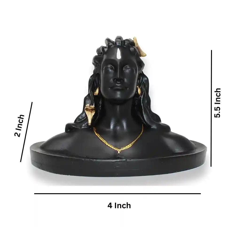 Shri Aadi Yogi Shiva Idol with Rudraksha Mala - Meditative Black Finish view 2