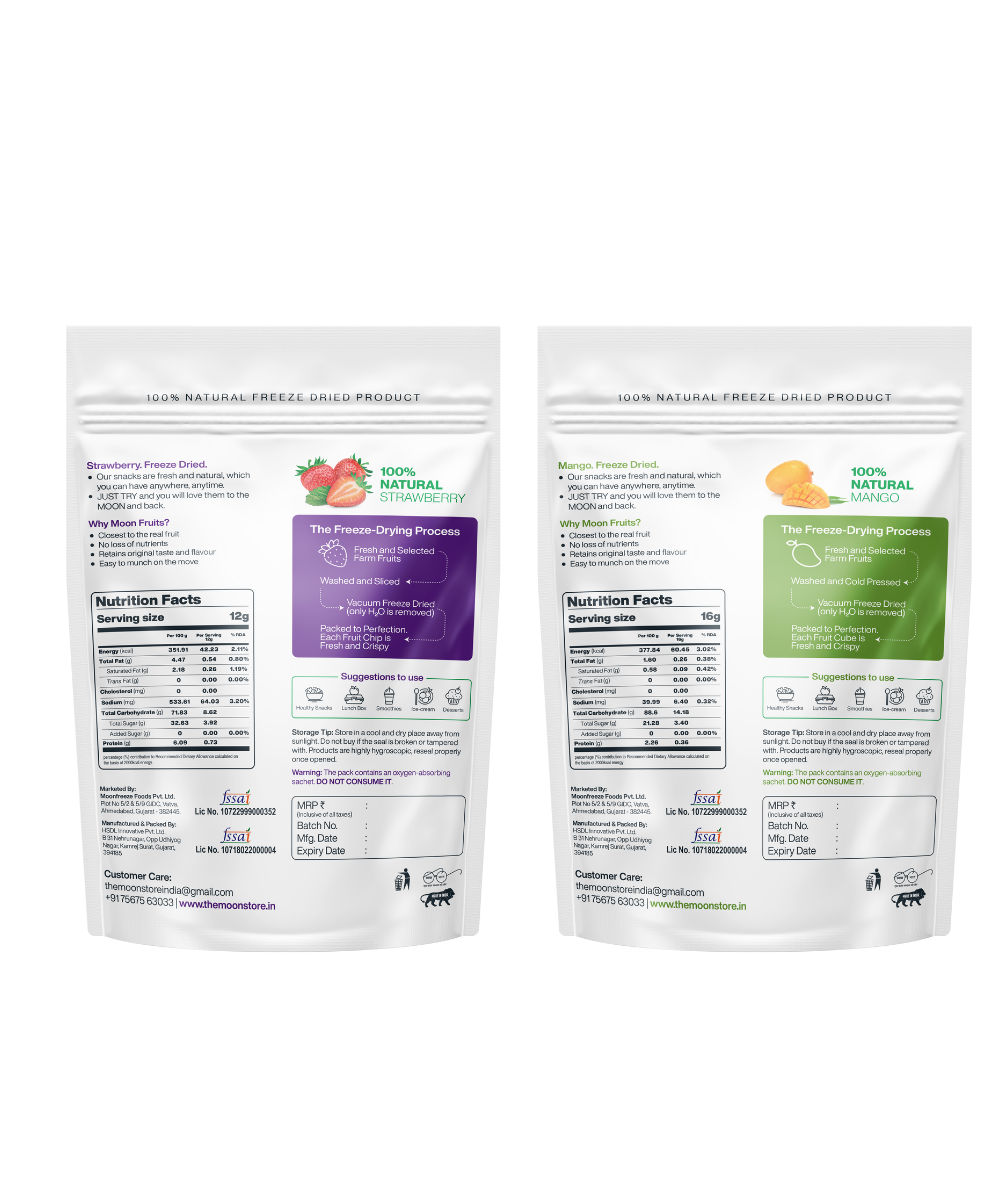 Moon Freeze Dried Mango Cube and Strawberry combo, 28 gm view 2