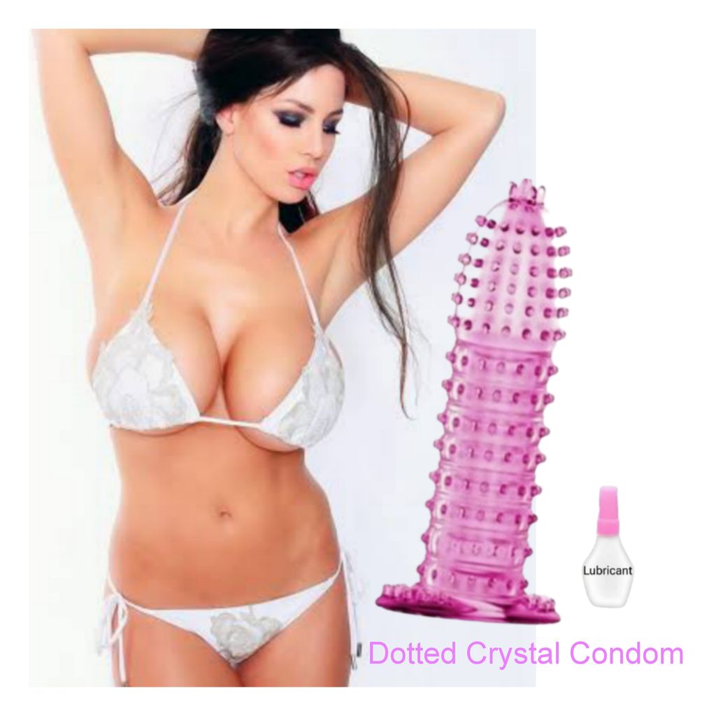 Crystal Dotted Condom Soft Silicone Rubber Dotted Condom – Reusable, Pack of 2, Multicolor view 2