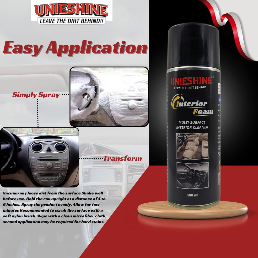 Unieshine Foaming Interior Cleaner Spray (500 Ml) with Sponge and Cloth view 2