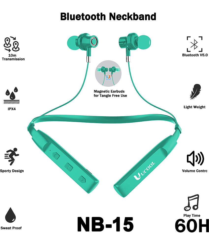 60 Hour Green Playtime Bluetooth Wireless Neckband headphones Earphone Airdopes view 2