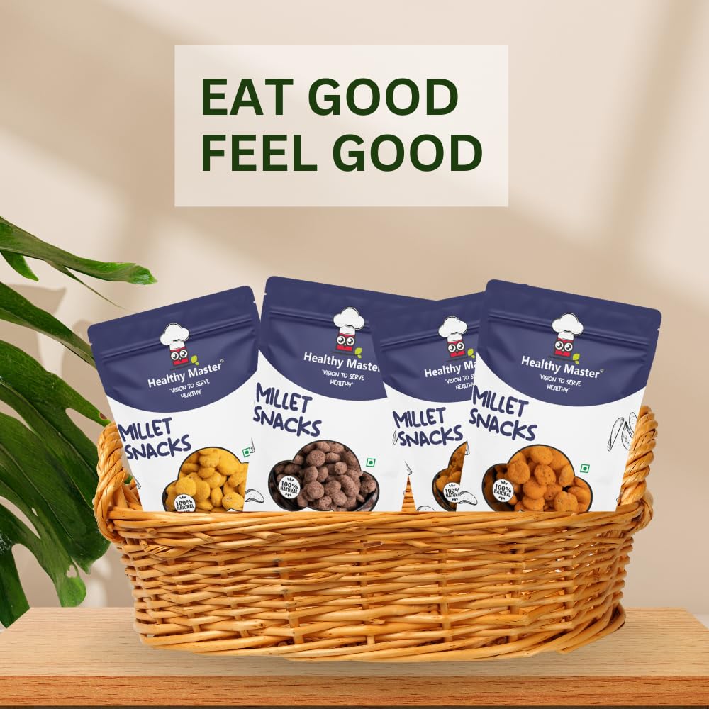 Healthy Master Millet Balls Combo (Ragi, Cheesy Oregano, Peri Peri And Cheddar Cheese Balls), 100 gm Each - Pack of 4 view 2