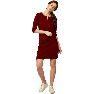 Miss Chase Women's Maroon Shift Dresses view 2