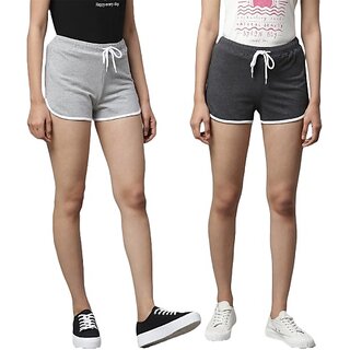 SHE PURE LUXURY WEAR Pack of 2 Solid Women Dark Grey, Grey Hotpants view 2