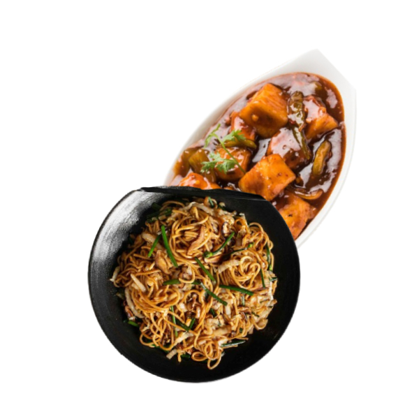 Chilli Paneer Gravy With Noodles Meal