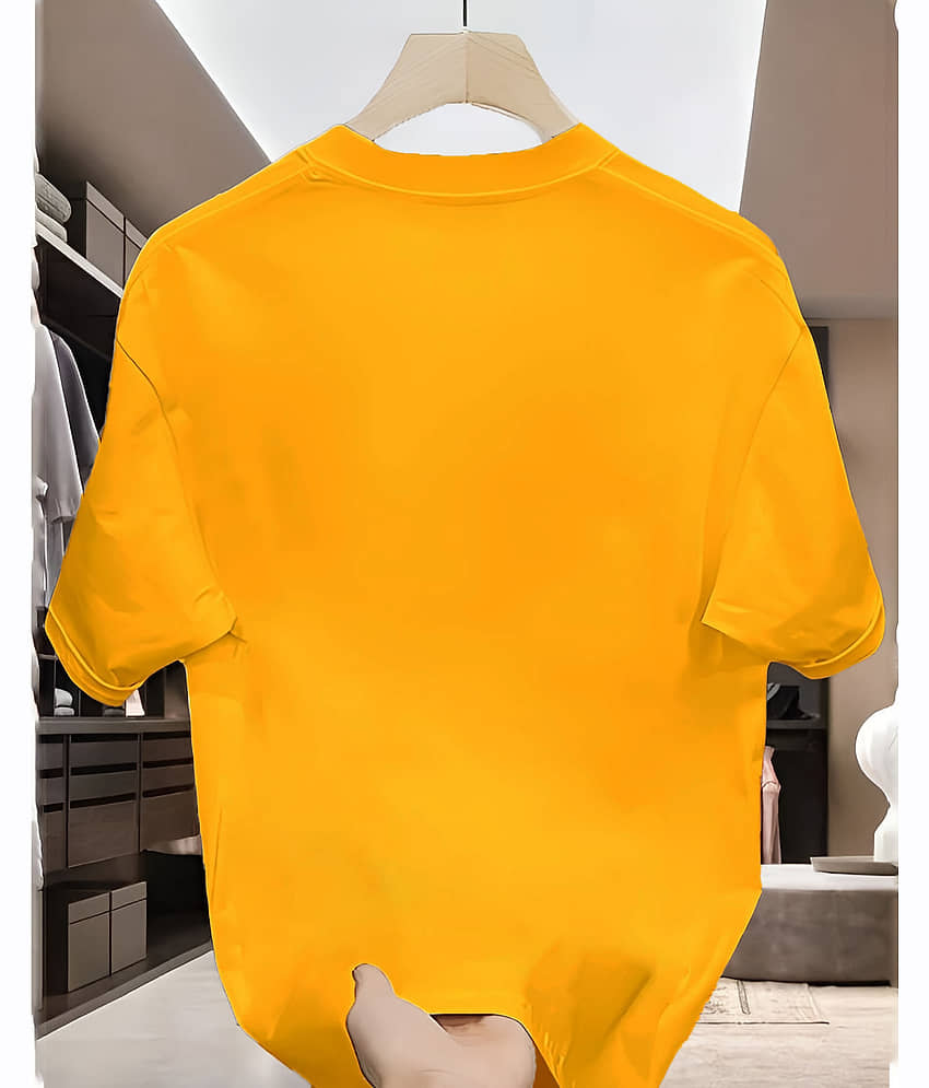 AOOSH Men Cotton Blend Oversized Fit Printed T-Shirt ( Mustard ) view 2