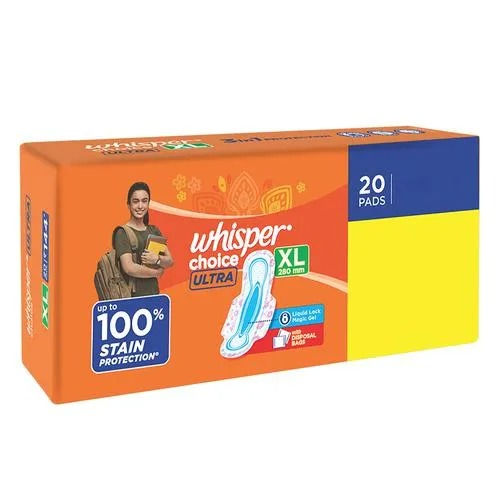 Whisper Choice Ultra XL Sanitary Pads, 18 Pcs, Get 2 Pads Free view 2