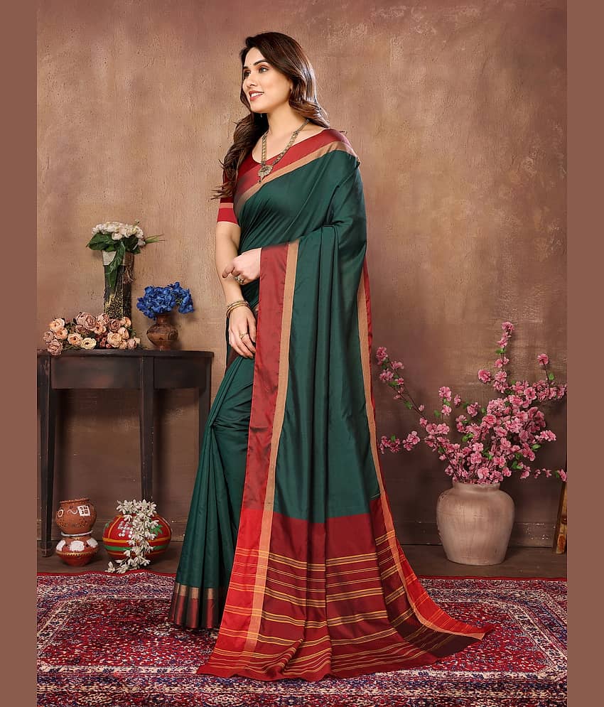 NightBlue Banarasi Silk Woven Saree With Unstitched Blouse Piece ( Grey ) view 2